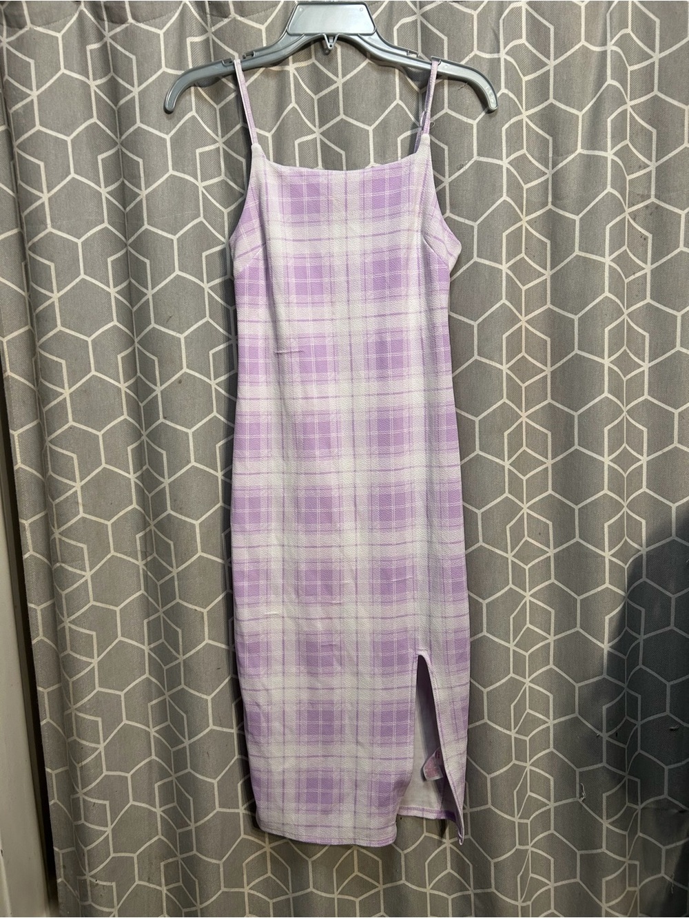 No Boundaries Lilac Plaid Midi Slip Dress